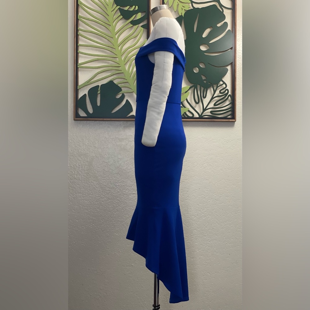 AX PARIS BLUE OFF SHOULDER HIGH LOW DRESS - Picture 6 of 9